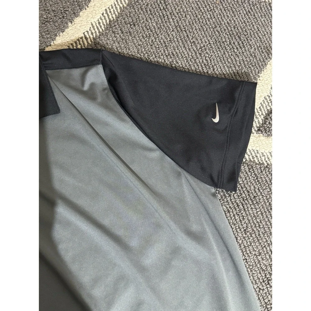 Nike Golf‎ Polo Shirt Mens XL Black Gray Colorblock Dri-FIT Performance Global